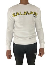 Balmain Felpa Bianca Da Uomo