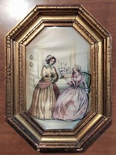 Quadro da parete su tessuto con cornice in legno dorato. [1900?]