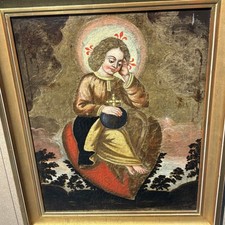 Antico dipinto olio su tela