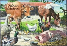 Francia 2004 Animali da fattoria, mucca, pollo, anatra, oca, asino, coniglio, pecora, maiale, MNH