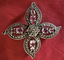 SPILLA CIONDOLO FILIGRANA D'ARGENTO 925 E QUARZO ROSA