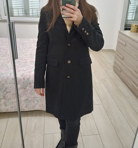 Cappotto nero misto lana - nero,