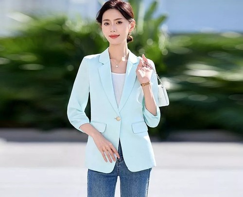 Blazer donna elegante azzurro - donna,
