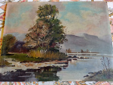 Quadro olio su tavola, paesaggio stile impressionista, firmato A.Capello