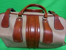 Borsone vintage in pelle-cuoio-tessuto fibra anni 1970