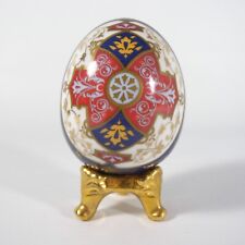 UOVO UOVA FABERGE IN PORCELLANA DORATA ORO MINIATURA PAESAGGIO VINTAGE EGG V319