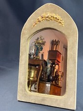 Specchio con Decorazione Ghirlanda Floreale IN Metallo Oro su Sfondo Velluto Art