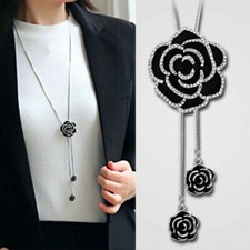 Collana lunga donna rosa nera - collana,