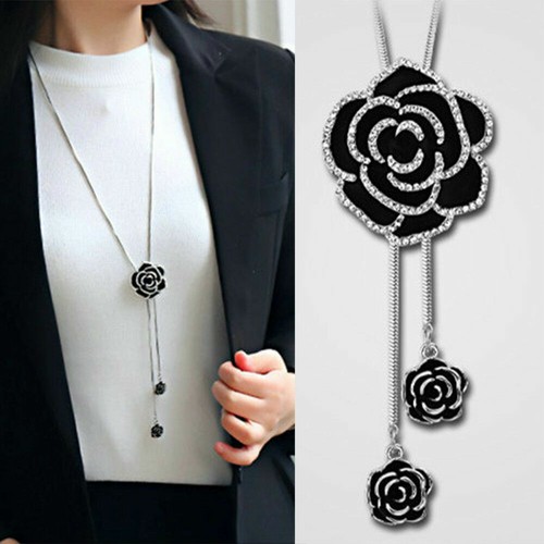 Collana lunga donna - rosa, nera