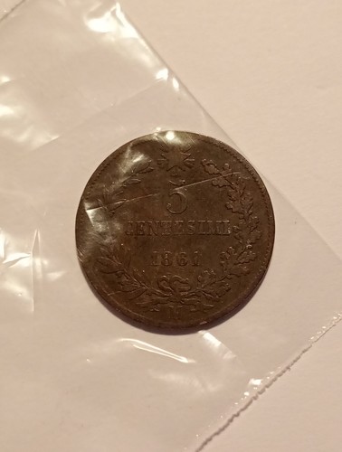 Moneta italia centesimi - moneta, 1861