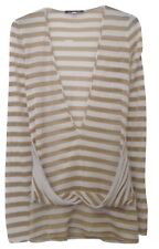 Top Patrizia Pepe In Viscosa Bianco e Oro Lurex Tg Unica, Profondo scollo