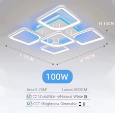 LAMPADARIO LAMPADA PLAFONIERA LED DIMMERABILE 100W APP TELECOMANDO MODERNO 2LUCI