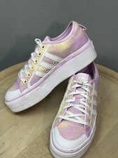 Scarpe Adidas Nizza platform donna taglia 5,5 rosa giallo tie dye tela