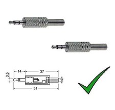 2pz Spina JACK 3,5mm STEREO Metallica Volante Connettore spinotto maschio 3,5mm 