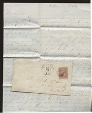 US COVER cd HUDSON. N.Y. 1864 FKD Sc 65 inc.3 PAGINA LETTERA mld N.Y.