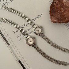 Vintage Watch Silver Women | Minimalist Wrist Watch | Round Dial| Felise Atelier