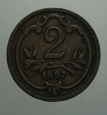 IMPERO AUSTRO UNGARICO 2 HELLER 1897 IN BRONZO