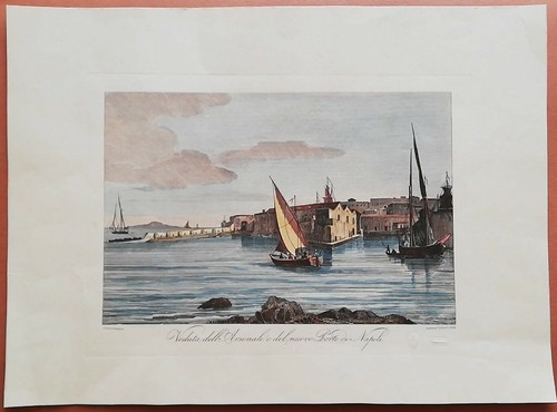 Incisione colorata veduta - incisione,