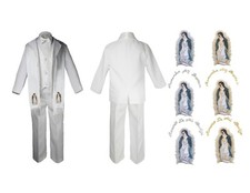 Tuta bianca formale battesimo battesimo bambino ragazzo Vergine Maria stola S-20