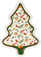 , Piatto a Forma Di Albero in Porcellana, Collezione Sorprese Di Natale, Piatto 