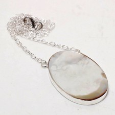 Ciondolo catena gioielli moda fatto a mano con pietra preziosa madreperla...