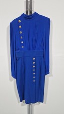 Abito Elisabetta Franchi tubino 40 bottoni vestito Blu Elettrico 