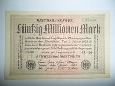BANCONOTA 50 MILLION REICHSMARK GERMANIA 1923 SPL