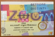 CONCERTO U2 BIGLIETTO ZOOROPA TOUR 1993 BOLOGNA STADIO COMUNALE