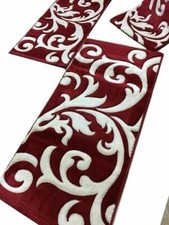 Tris Parure Tappeti Scendiletto Da Camera Frisè Antiscivolo Floreale In Velluto