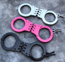 Replica Manette Polizia Cerniera Acciaio Professionale Metallo Doppia Serratura 3 pz