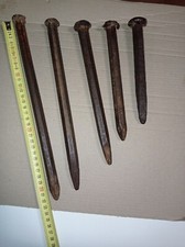 LOTTO 5 VECCHI ATTREZZI IN FERRO BATTUTO ANTICHI VINTAGE CHIODI 