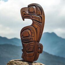 Pannello Decorativo In Legno- totem In Cedro da parete placca  Kwakiutl   AQUILA