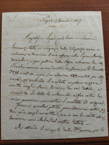 1857 lettera autografa - lettera,