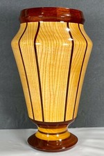 Bellissimo vaso da studio multispecie in legno tornito TONI HURSH 11" vaso segmentato