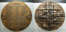 MEDAGLIA CALENDARIO CASSA DI RISPARMIO DI PADOVA E ROVIGO 1980 IN BRONZO