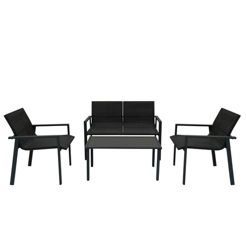 Set giardino rattan nero - nero, 4