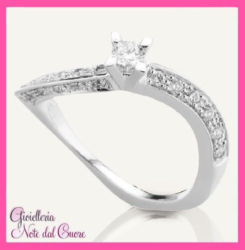Anello solitario oro - anello, bianco
