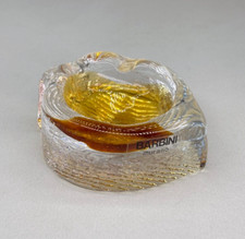 VETRO MURANO VINTAGE FIRMATO BARBINI POSACENERE TRASPARENTE AMBRA ANNI 70 80