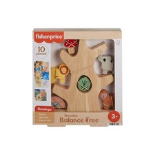 Fisher-Price - Alberello Amici Animali, gioco sensoriale in legno con 9 blocchi 