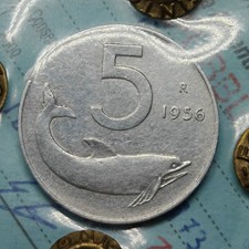 5 Lire 1956 Delfino RARO BB+
