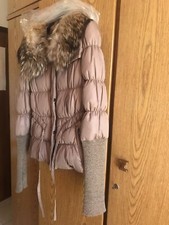 GAUDi' piumino donna Beige Champagne collo pelliccia  Manicotti In Lana Tg  44