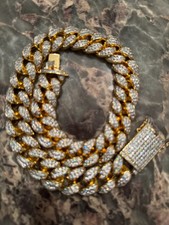 Collana iced out ghiacciata hip-hop zircone vvs nuova vintage hype miami cuban