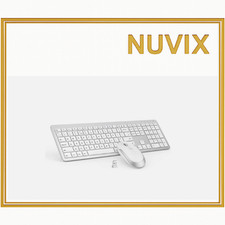 Set mouse tastiera wireless Seenda UK QWERTY USB sottile bianco argento PC Windows