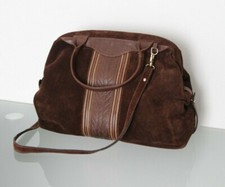 Borsa tracolla vintage in pelle scamosciata marrone