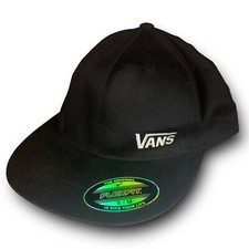 Cappello VANS Flexfit Elastico Nero Logo Vintage Visiera Dritta Skater taglia SM
