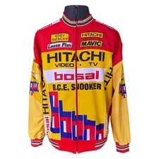 Giacca ciclismo Hitachi Eddy Merckx rossa full zip acrilico uomo EU54 UK44