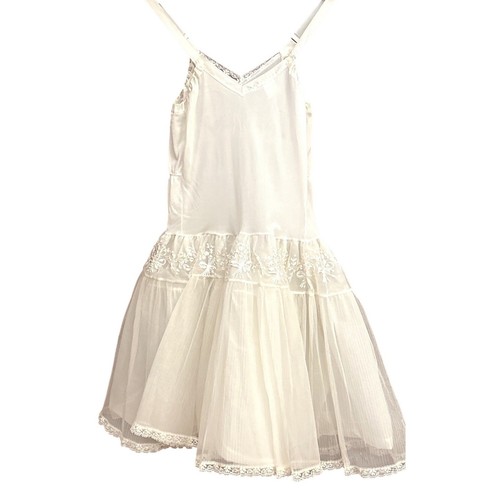 Vintage white lace slip ruffle - vintage,