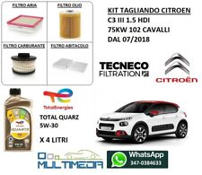 KIT TAGLIANDO FILTRI E OLIO ORIGINALE CITROEN C3 III 1.5 HDI 75KW 102 CAVALLI