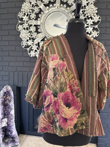 Kimono patchwork con perle - , di