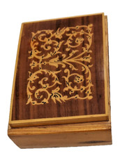 PORTAGIOIE IN LEGNO PREGIATO INTARSIO ARTIGIANATO SORRENTINO RIVESTIMENTO VELLUT